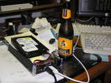 
making backups the complicated way before leaving, with a nice smooth beer
